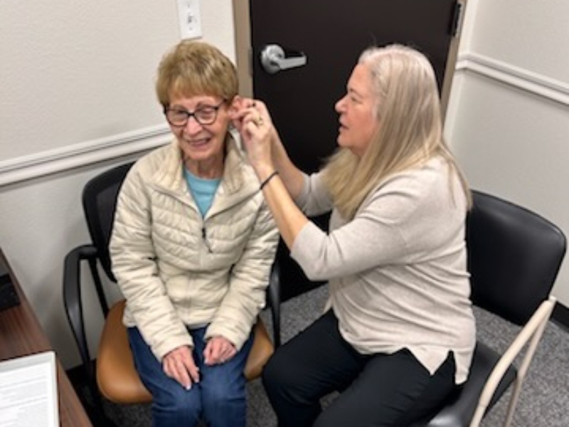 Hearing aid fitting for a patient at AUDIO-LOGIC, PC in Columbus, Nebraska